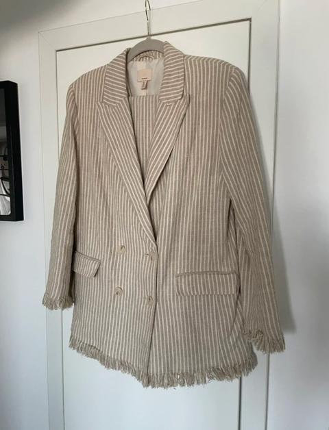 H&M H&M Blazer Jacke mit Fransen Oversize Blazer Übergang gr S Size S