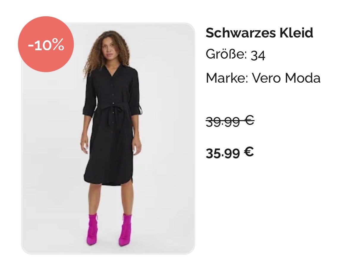 Vero moda  Schwarzes Kleid, neu Etikett Size XS