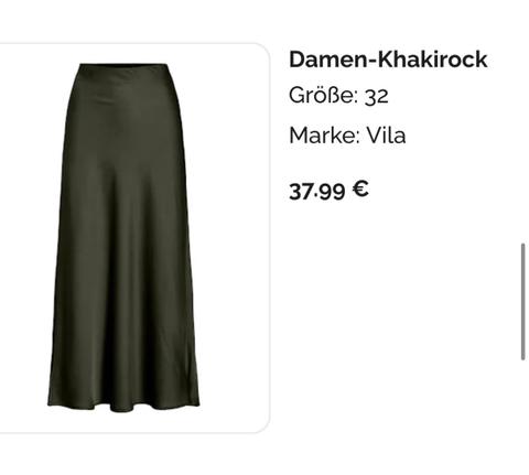 Villa Khaki Satin langer eleganter Rock mit ettiket Size XS