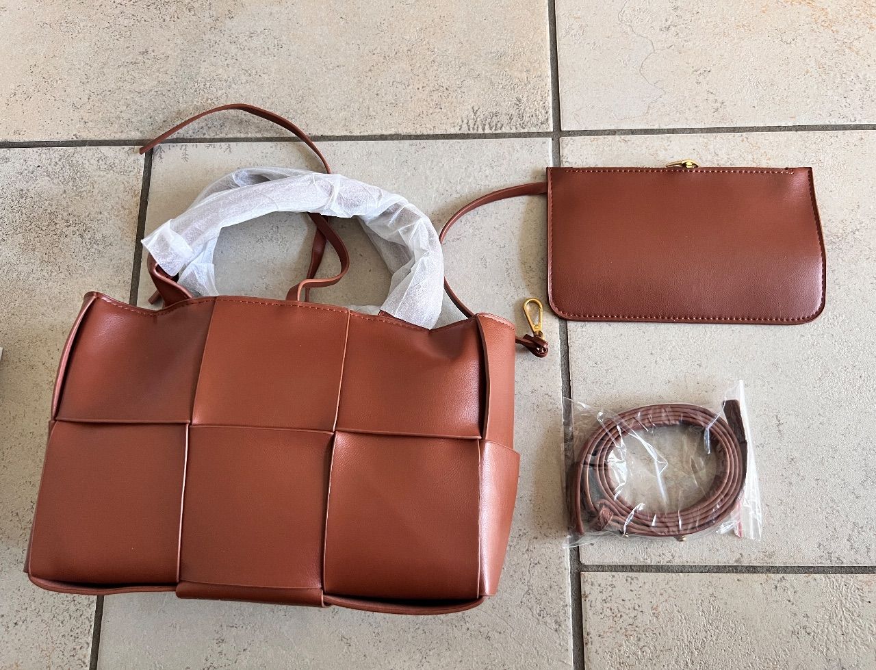 Ohne Marke Braune Handtasche mit Extra Tasche und Trageriemen - Neu