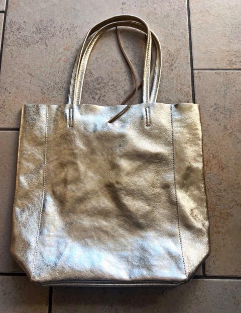 Italien Handtasche Wildleder Gold Shoppingbag Neu