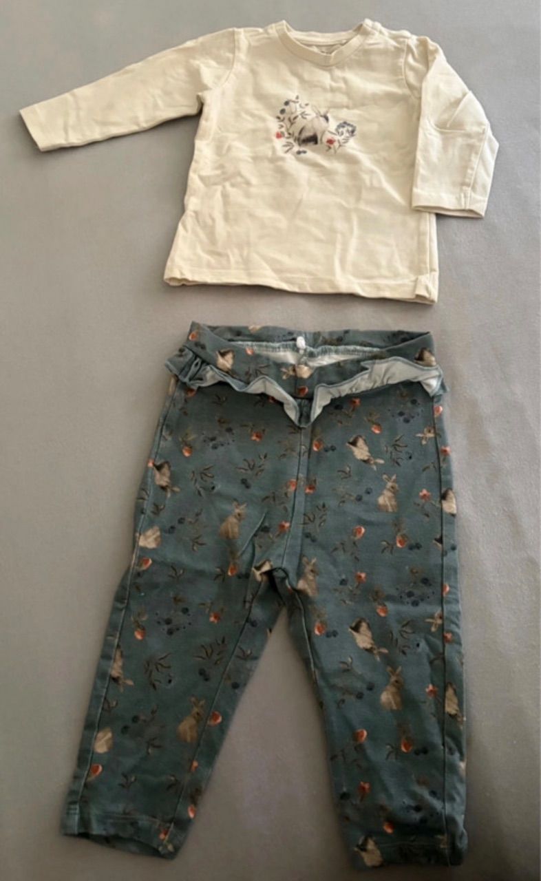 Name it Langarm shirt + leggins mit hasen drauf Size 68
