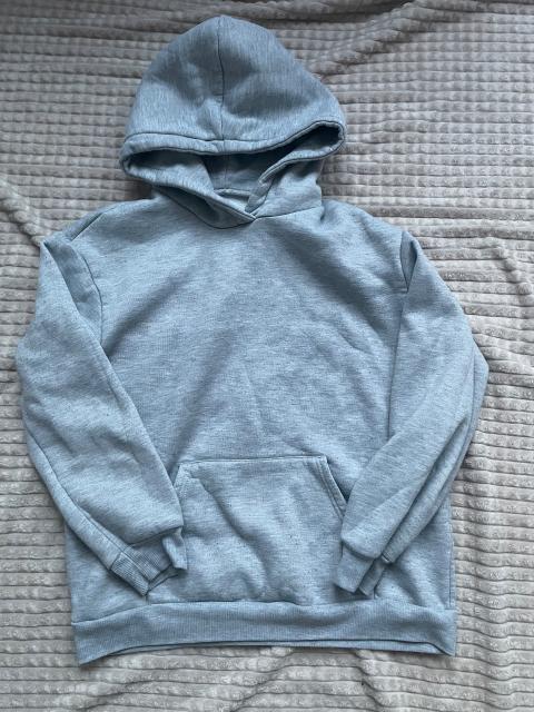 Ohne Marke Kapuzenpullover Grau meliert mit "8"-Ball Grafik auf dem Rücken Gr. S Size S