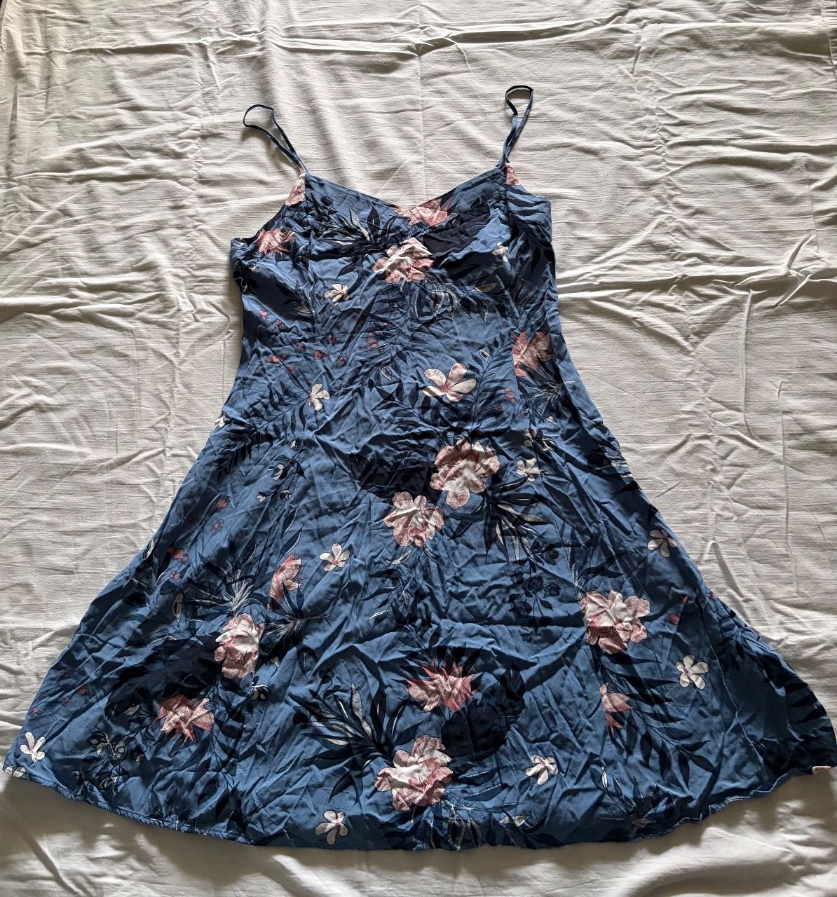 Review  REVIEW Trägerkleid Sommerkleid Blau Blumenmuster Blümchen XL Size XL