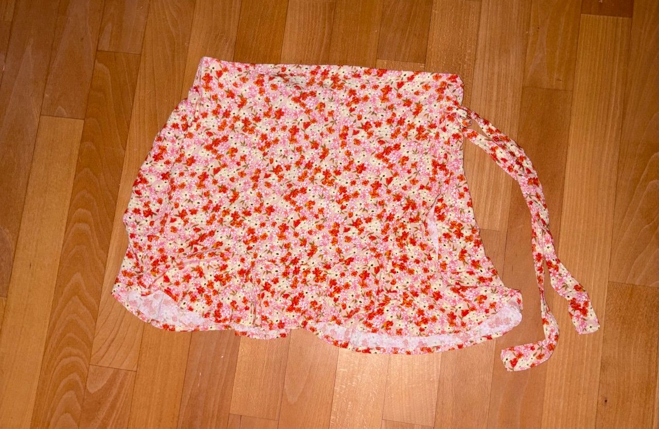 Joe B JOE B. Minirock Wickelrock XL Blumenmuster Rosa Rot Sommerrock Size XL