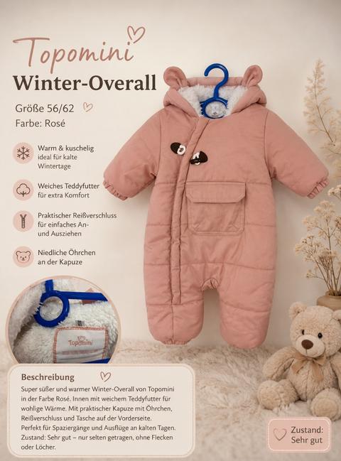 Topomini 🎀 Topomini Winter-Overall mit Teddyfutter – Größe 56/62 Size 56