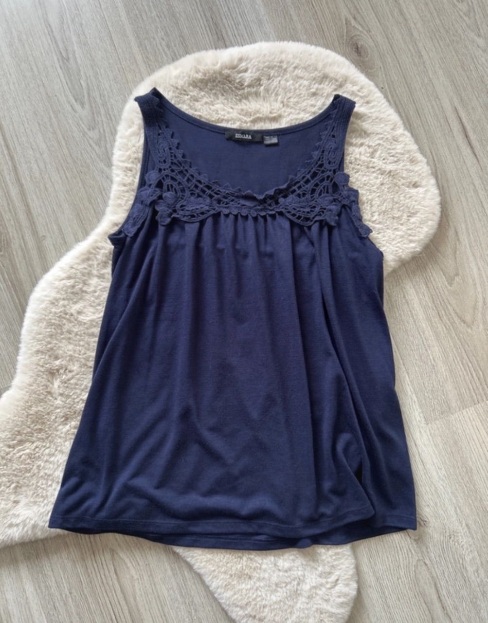 Esmara Babydoll Top mit Spitze Damen y2k marineblau Size S