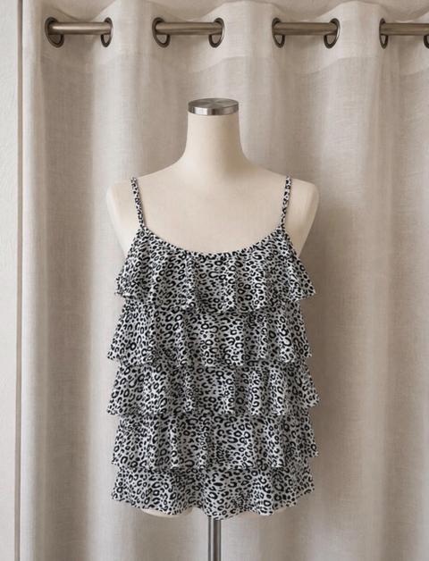 New Yorker y2k/ vintage style rüschentop • schneeleoparden-print • new yorker • xs/34 Size XS