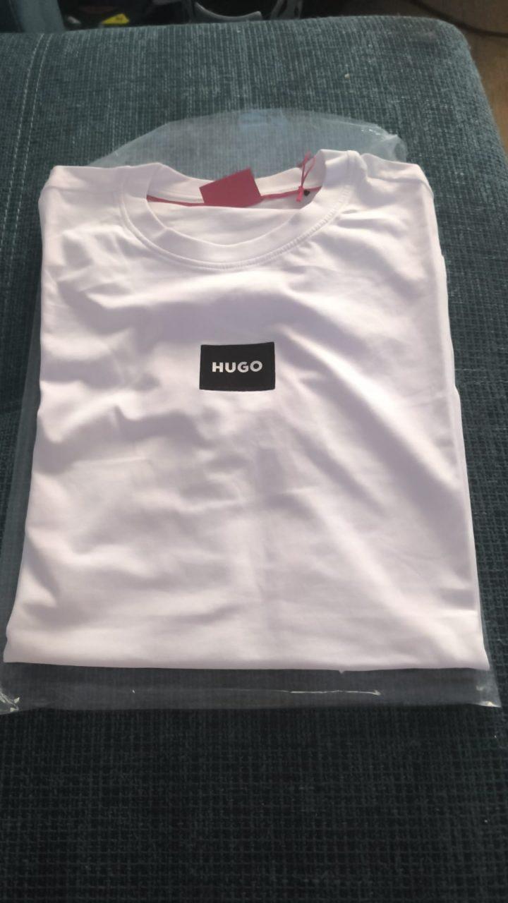 Hugo Boss HUGO Herren T-Shirt Weiß Logo Größe L Neu mit Etikett