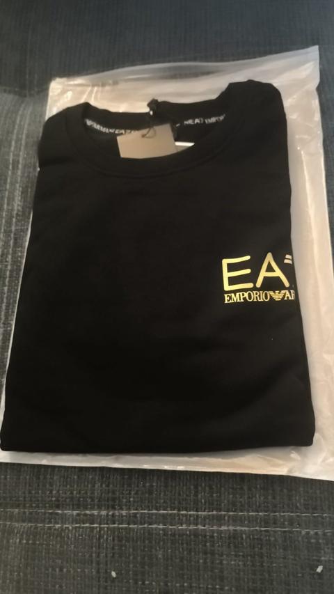 EA7 Emporio Armani Herren Sweatshirt Schwarz Gold Größe xl Neu mit Etikett