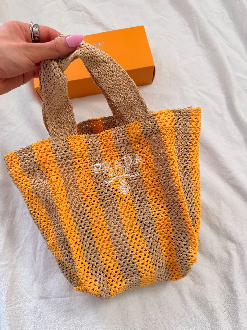 Prada Prads L‘Homme Tasche Orange Beige Neu