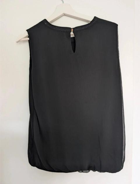Zero Elegantes schwarzes ärmelloses Top Size M