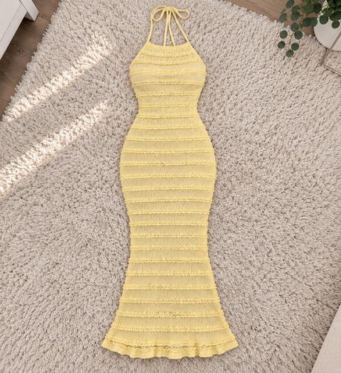 Sonstiges Gelbes Damen Maxi-Kleid mit Neckholder – Größe M – Neu Size M