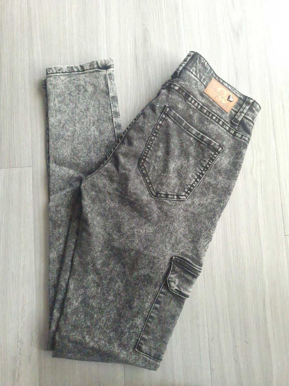 Peace and Love Peace & Love Cargo Jeans Skinny Jeans Bikerhose Acid Wash High Waist 36 #H19 Size S