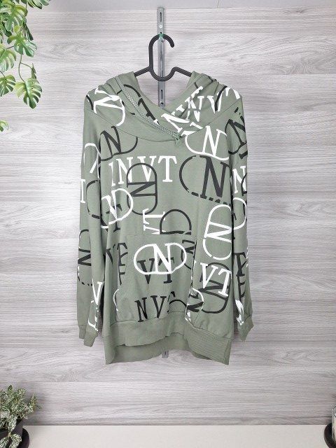 Megi Hoodie Kapuzenpullover Longpullover Buchstabenprint Khaki 36/38