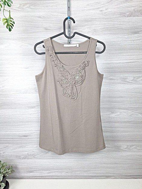One Touch One Touch Longtop Tanktop Trägertop Damentop Rosendekor Blumenapplikation 38 Size M
