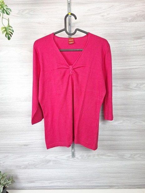 Olsen Damenshirt 3/4 Arm Shirt V-Ausschnitt Flechtdetail Zierknoten Oberteil 40