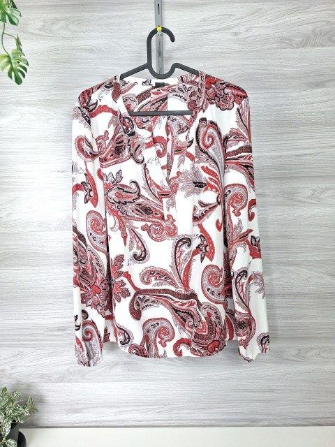 s.oliver s.Oliver Langarmbluse Tunika Paisleymuster Weiß Rot 40 Size L