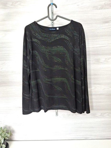 Sixth Sense Sixth Sense Langarmshirt Longsleeve Glitzershirt Wellenmuster Schwarz 38 Size M