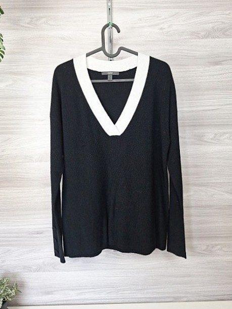 Esprit Esprit Strickpullover Feinstrickpullover V-Ausschnitt Kaschmir Schwarz Creme 36 Size S