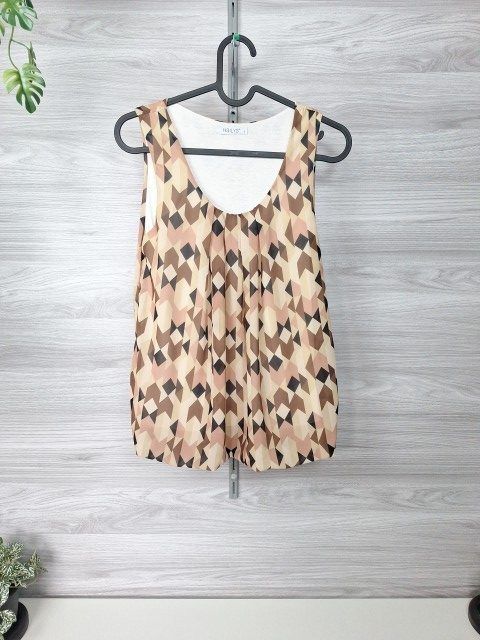 Hailys Hailys Blusentop Bluse Ballonsaum geometrischer Print Beige Braun S 36 Size S