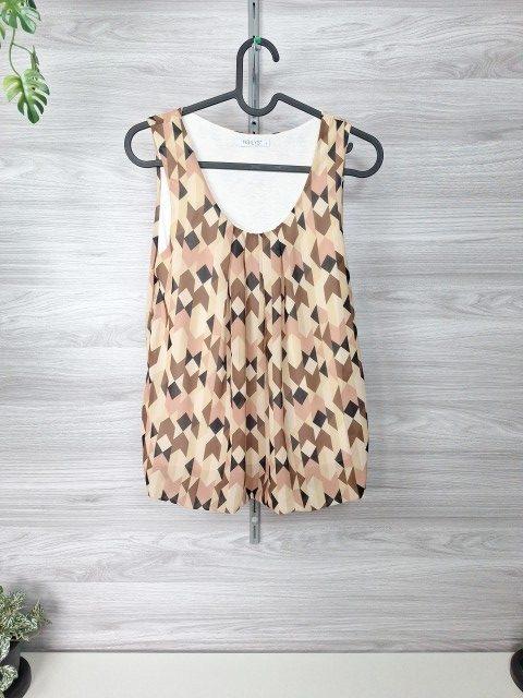 Hailys Hailys Blusentop Bluse Ballonsaum geometrischer Print Beige Braun S 36 Size S