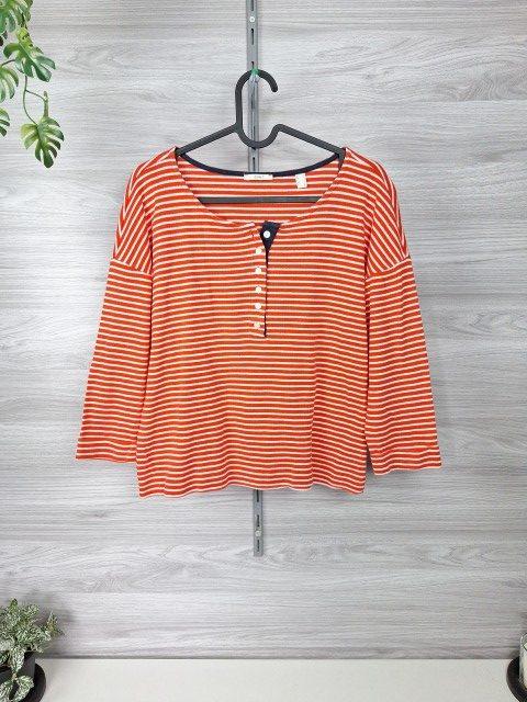 Esprit Langarmshirt Ringelshirt Henleyshirt Streifenshirt Knopfleiste 7/8 Arm 36