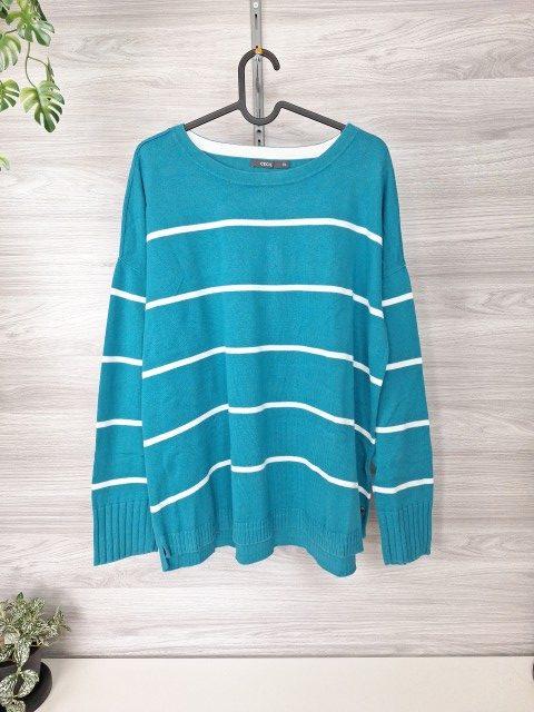 Cecil Cecil Strickpullover Streifenpullover Ringelpullover Türkis Weiß 42 Size XL