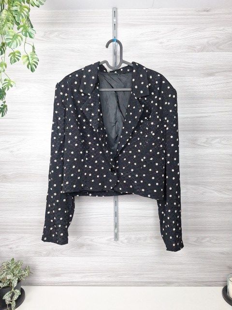 Ohne Marke Kurzblazer Blazer Bolero Kurzjacke Punkte Schwarz Weiß 38 Size M