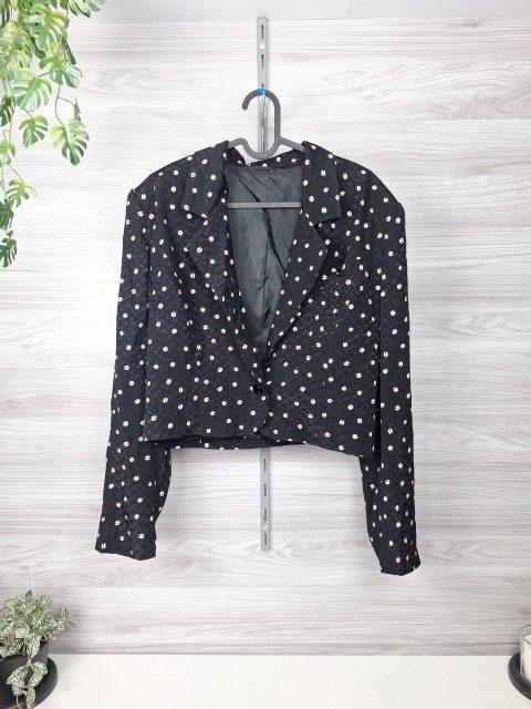 Ohne Marke Kurzblazer Blazer Bolero Kurzjacke Punkte Schwarz Weiß 38 Size M