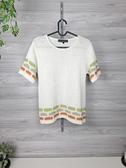 Quickstep Strickshirt Kurzarm Strickpullover Strukturmuster Weiß 36