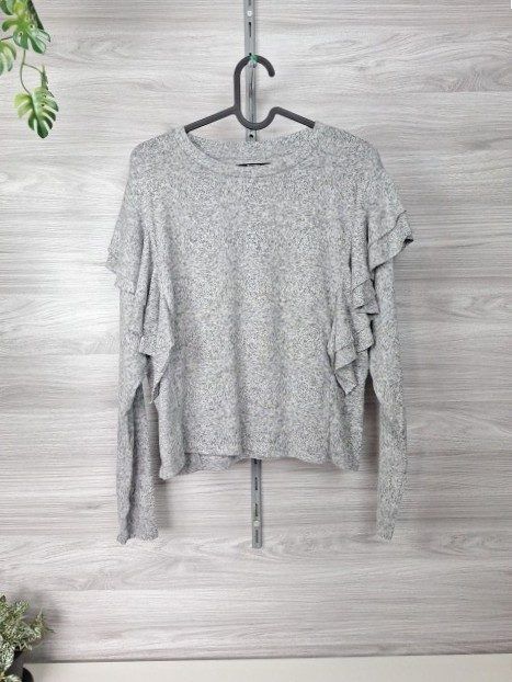 Bershka Bershka Pullover Langarmshirt Rüschen Volants Meliert Grau S 36 Size S