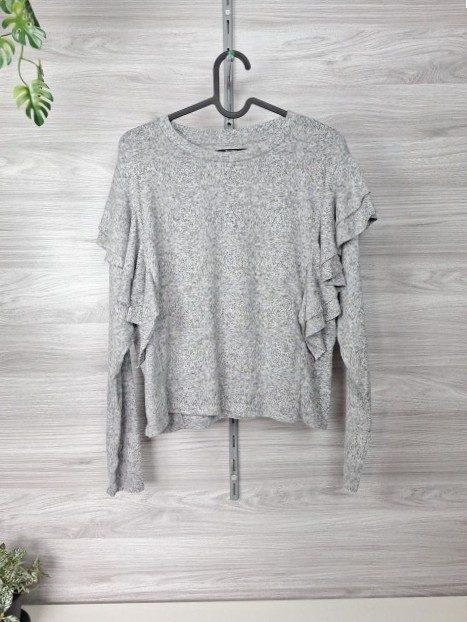 Bershka Bershka Pullover Langarmshirt Rüschen Volants Meliert Grau S 36 Size S