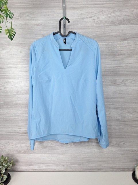 Page One Page One Schlupfbluse Tunika Langarmbluse V-Ausschnitt Steppschultern Bluse 36 Size S