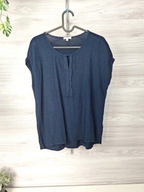 Tom Tailor Tom Tailor Blusenshirt Tunika Viskose Kurzarm Schlitzdetail Dunkelblau 38 Size M