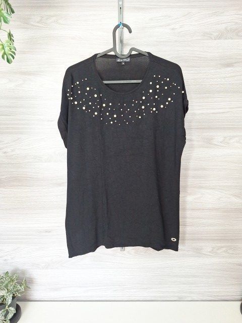 Lisa Tossa Lisa Tossa Shirt T-Shirt Nietenshirt Perlenshirt Schwarz M 38 Size M
