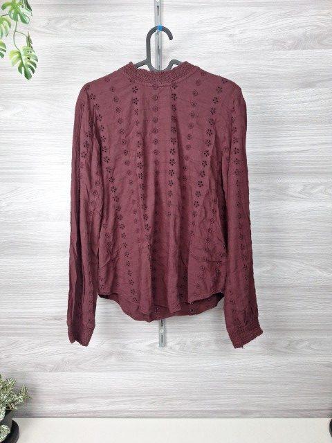 H&M L.O.G.G. Bluse Lochstickerei Broderie Anglaise Langarm 38