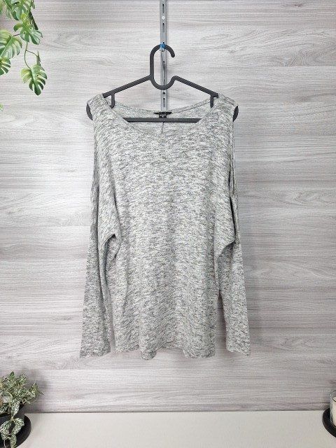 Amisu Amisu Cold Shoulder Langarmshirt Longsleeve Cut-Out Meliert Grau M 38 Size M