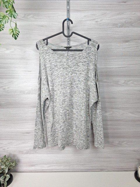 Amisu Amisu Cold Shoulder Langarmshirt Longsleeve Cut-Out Meliert Grau M 38 Size M