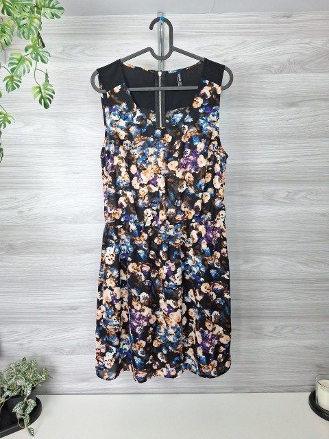 House House Chiffonkleid Sommerkleid Blumenkleid Cocktailkleid Blumenprint 38 Size M