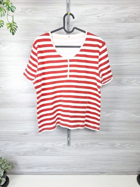 Ohne Marke T-Shirt Ringelshirt Streifenshirt Damenshirt Kurzarmshirt Baumwollshirt Basic 40 Size L