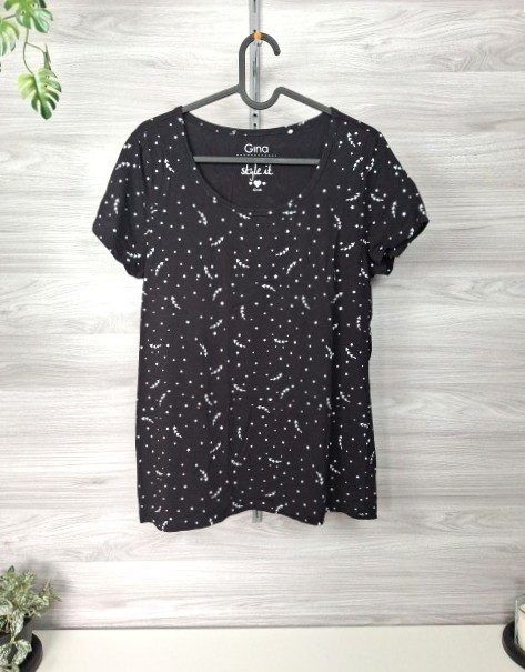 Gina Gina T-Shirt Shirt Sternenmuster Allover Print Schwarz Weiß 42/44 Size XL
