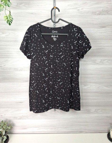 Gina Gina T-Shirt Shirt Sternenmuster Allover Print Schwarz Weiß 42/44 Size XL