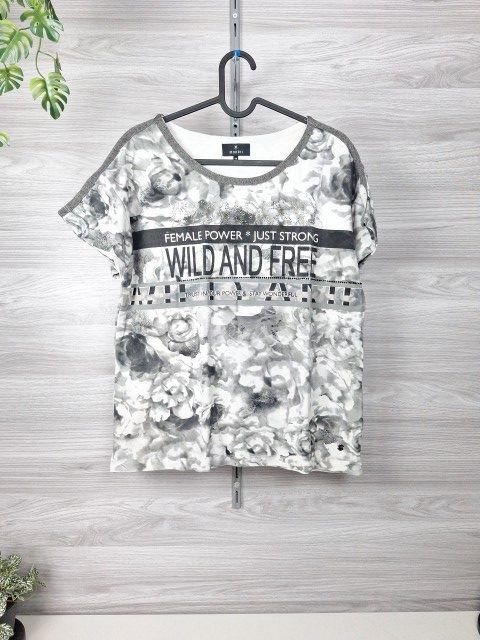 Monari Monari Printshirt Shirt Blumenshirt Statementshirt Strass 38 Size M