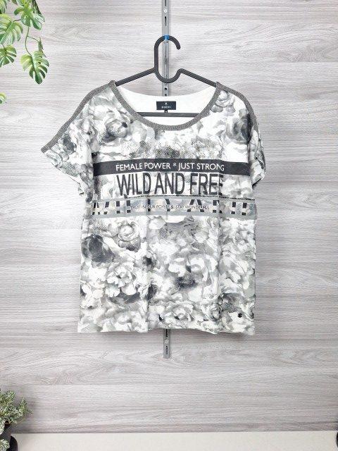 Monari Monari Printshirt Shirt Blumenshirt Statementshirt Strass 38 Size M