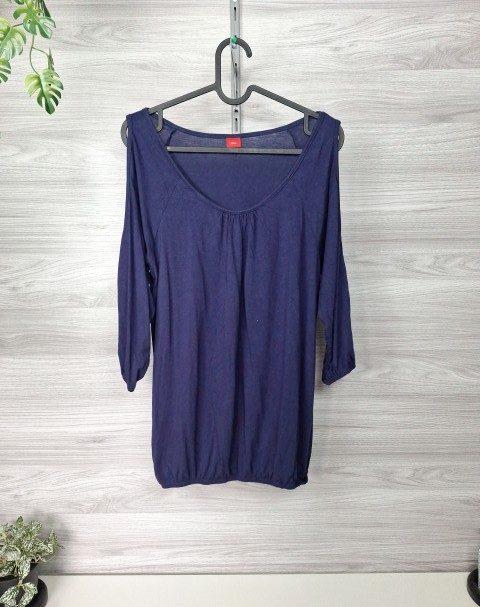 s.Oliver s.Oliver Langarmshirt Longsleeve Cut-Out Raffung Dunkelblau 36 Size S