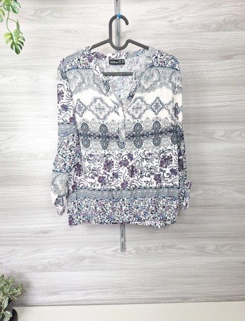 Janina Viskosebluse Bluse Tunika Schlupfbluse Paisley Ornament Langarm 38