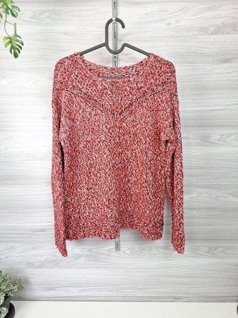 EDC EDC Strickpullover Damenpullover V-Ausschnitt Glitzerfäden Melange Feinstrick 34 Size XS