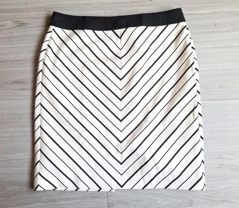 Ashley Brooke Ashley Brooke Bleistiftrock Midirock Chevron Streifen Business Schwarz Weiß 38 Size M