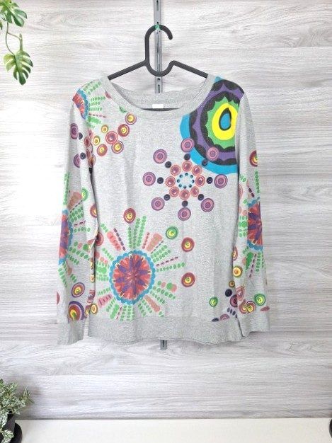 Ohne Marke Sweatshirt Damenpullover Pulli Langarmpullover Blumenprint Allover Muster Gr. 36 Size S